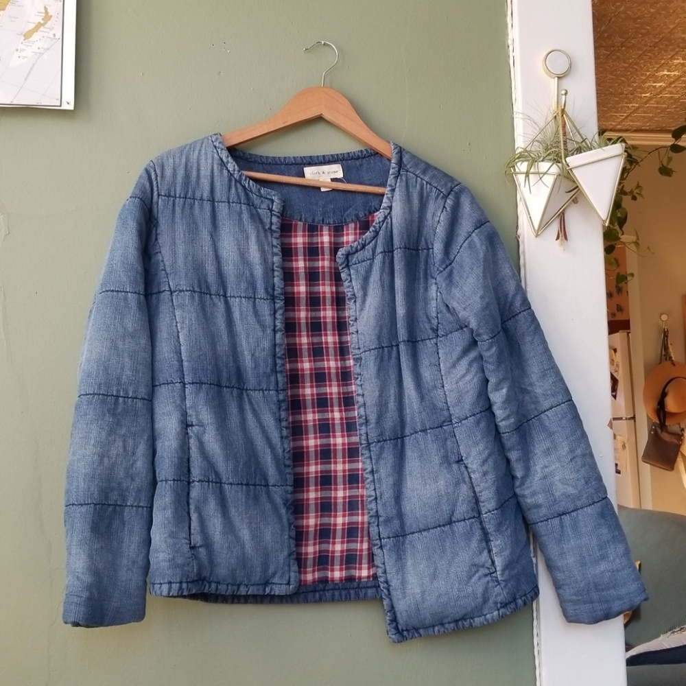 Anthropology filled denim jacket